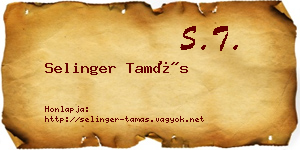 Selinger Tamás névjegykártya